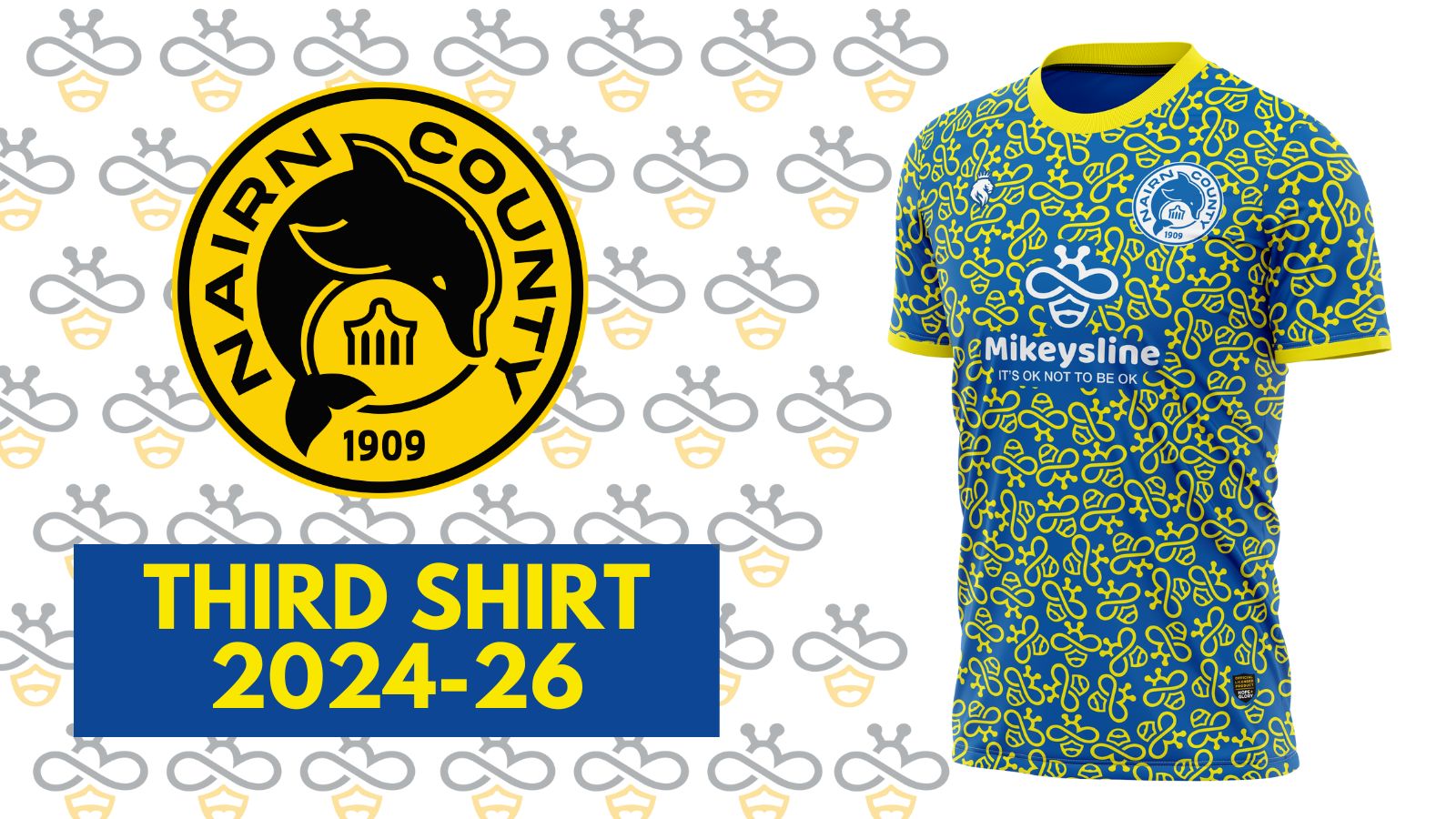 Nairn County special bee pattern Mikeysline Charity third shirt