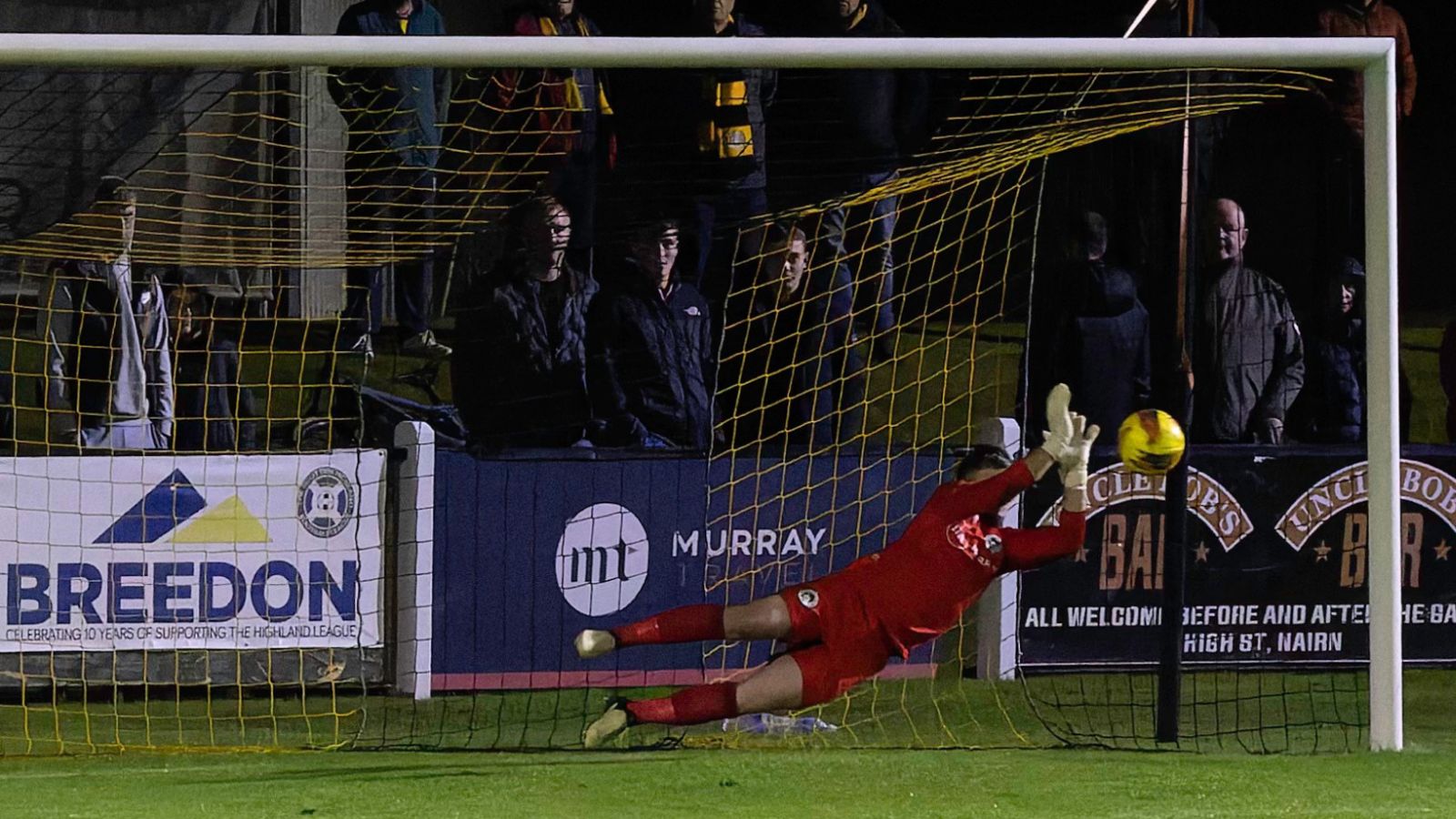 Dylan Maclean saves a Clach penalty for Nairn County